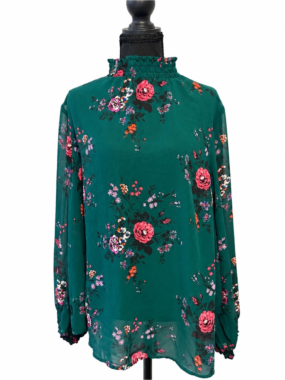 torrid Teal Floral Smocked-Neck Blouse